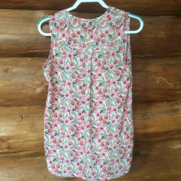 Rose & Olive Floral V-Neck Sleeveless Popover High Low Blouse Size Small - Picture 4 of 4